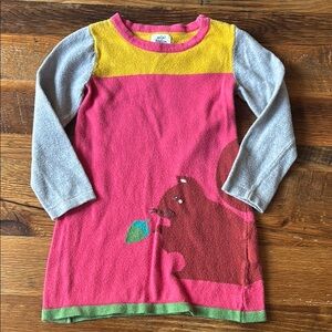 Mini Boden sweater Pink and Gray Squirrel Dress 2-3Y